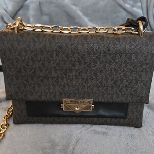 Michael Kors Black and Brown Crossbody Bag